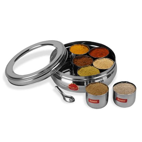 sumeet stainless steel masala box|Top Rated Masala/Spice Box with Lid, Stainless Steel .